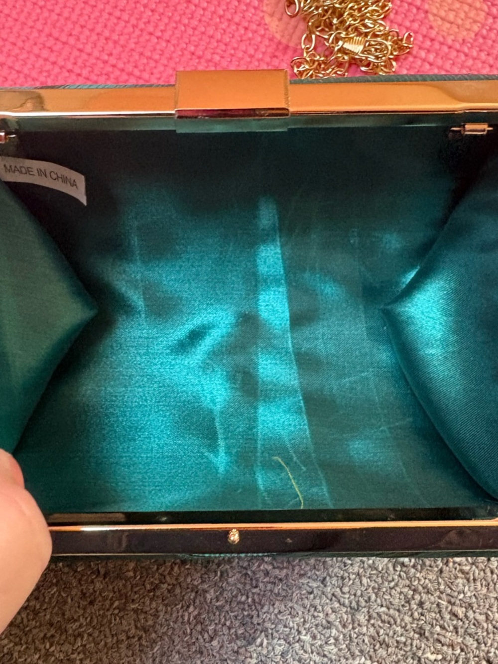 Elegant Teal Satin Evening Clutch - Picture 3 of 7